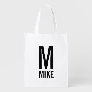 Modern Personalized Monogram and Name Grocery Bag