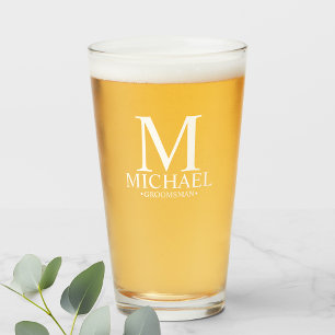 Modern Personalized Monogram and Name Groomsman Glass