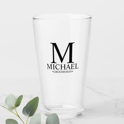 Modern Personalized Monogram and Name Groomsman Glass