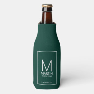 Modern Personalized Monogram and Name Groomsmen Bottle Cooler