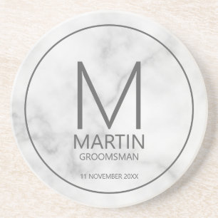 Modern Personalized Monogram and Name Groomsmen Co Coaster
