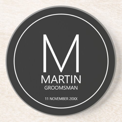 Modern Personalized Monogram and Name Groomsmen Co Coaster