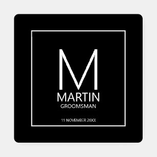 Modern Personalized Monogram and Name Groomsmen Co Coaster Set