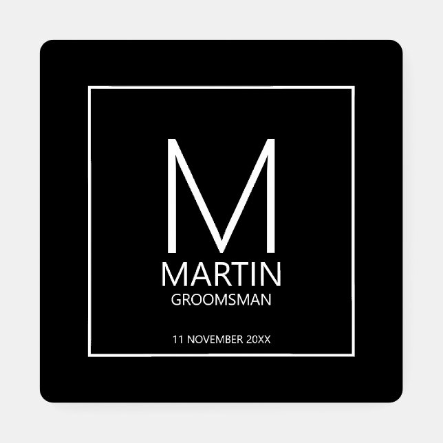 Modern Personalized Monogram and Name Groomsmen Co Coaster Set (Single)
