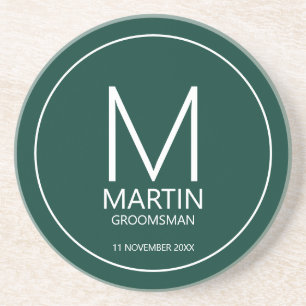 Modern Personalized Monogram and Name Groomsmen Coaster