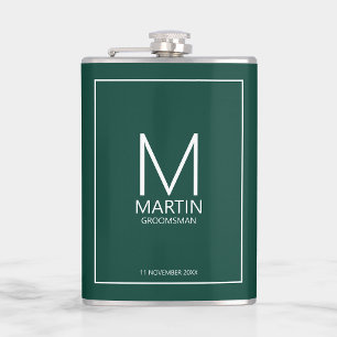 Modern Personalized Monogram and Name Groomsmen Flask