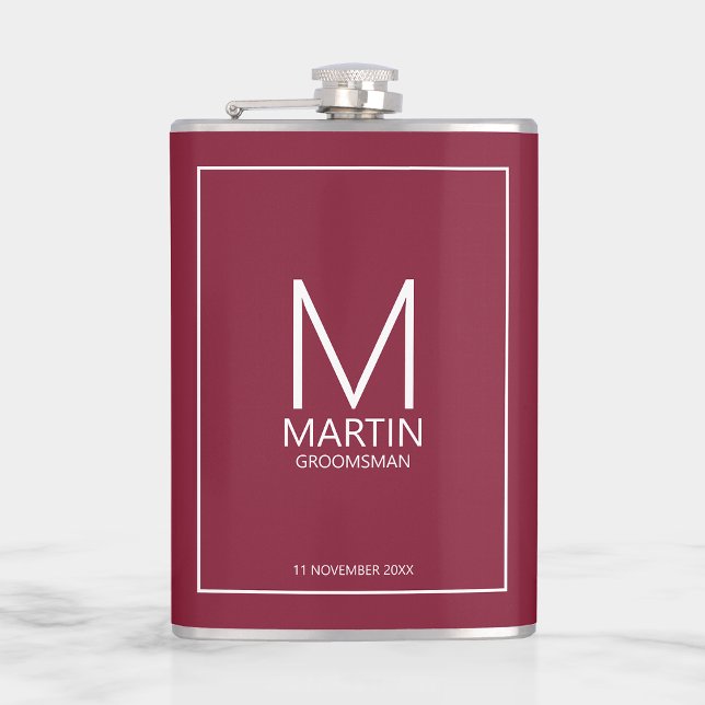 Modern Personalized Monogram and Name Groomsmen Flask (Creator Uploaded)