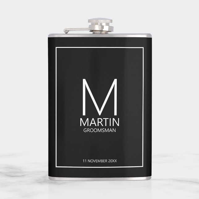 Modern Personalized Monogram and Name Groomsmen Flask (Creator Uploaded)