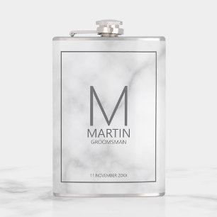 Modern Personalized Monogram and Name Groomsmen Flask