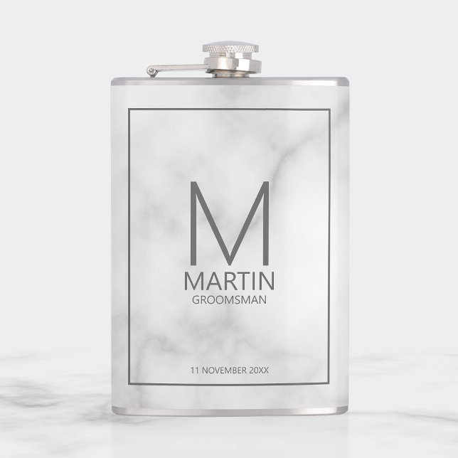 Modern Personalized Monogram and Name Groomsmen Flask (Creator Uploaded)