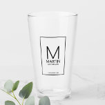 Modern Personalized Monogram and Name Groomsmen Glass<br><div class="desc">Add a personal touch to your wedding with personalized groomsmen glass.
This glass features personalized groomsman's monogram and name with title and wedding date in black modern sans serif font style.

Also perfect for best man,  father of the bride and more.</div>