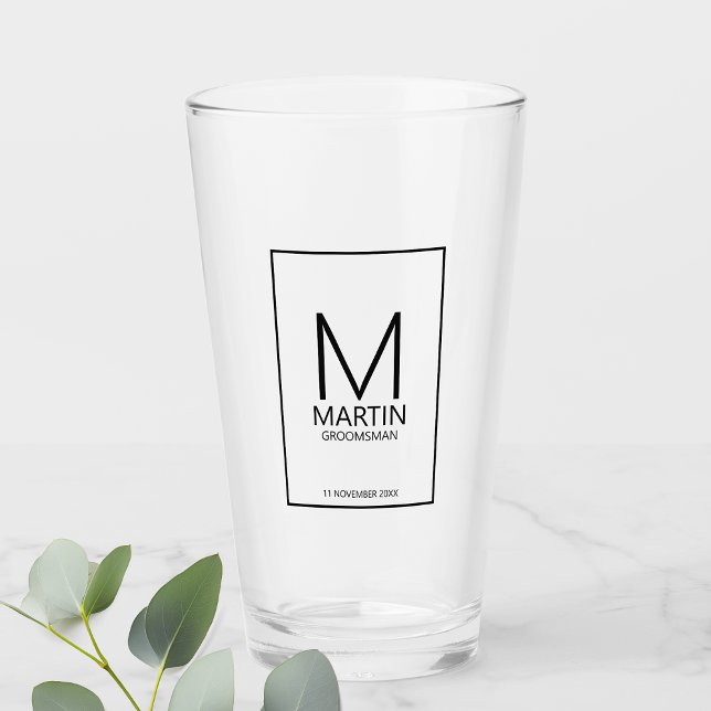 Modern Personalized Monogram and Name Groomsmen Glass (Creator Uploaded)