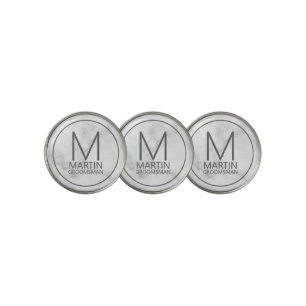 Modern Personalized Monogram and Name Groomsmen Golf Ball Marker