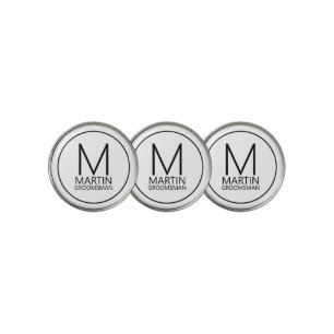 Modern Personalized Monogram and Name Groomsmen Golf Ball Marker