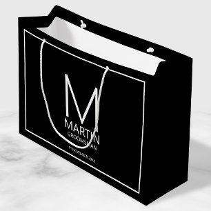 Modern Personalized Monogram and Name Groomsmen Large Gift Bag