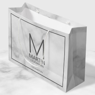 Modern Personalized Monogram and Name Groomsmen Large Gift Bag
