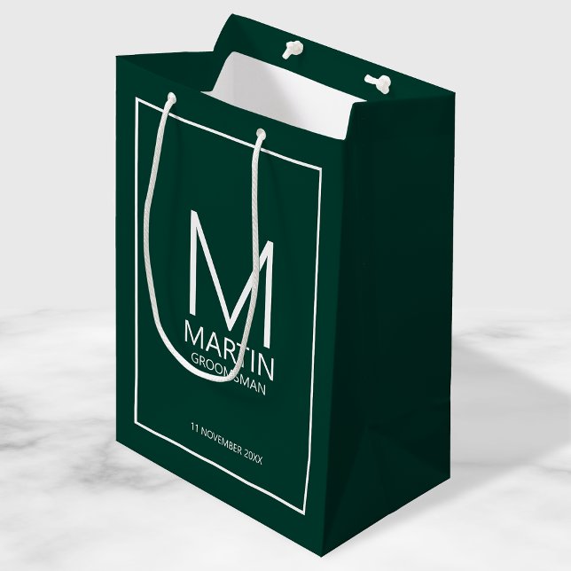 Modern Personalized Monogram and Name Groomsmen Medium Gift Bag (Creator Uploaded)