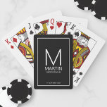 Modern Personalized Monogram and Name Groomsmen Playing Cards<br><div class="desc">Add a personal touch to your wedding with personalized groomsmen playing card.
This playing card features personalized groomsman's monogram and name with title and wedding date in white modern sans serif font style on black background.

Also perfect for best man,  father of the bride and more.</div>
