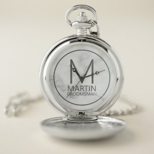 Modern Personalized Monogram and Name Groomsmen Pocket Watch