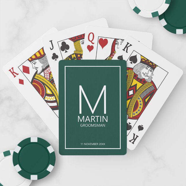 Modern Personalized Monogram and Name Groomsmen Poker Cards (Creator Uploaded)