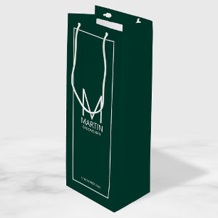 Modern Personalized Monogram and Name Groomsmen Wine Gift Bag
