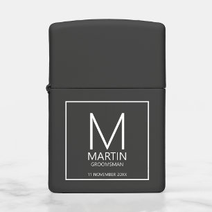 Modern Personalized Monogram and Name Groomsmen Zi Zippo Lighter