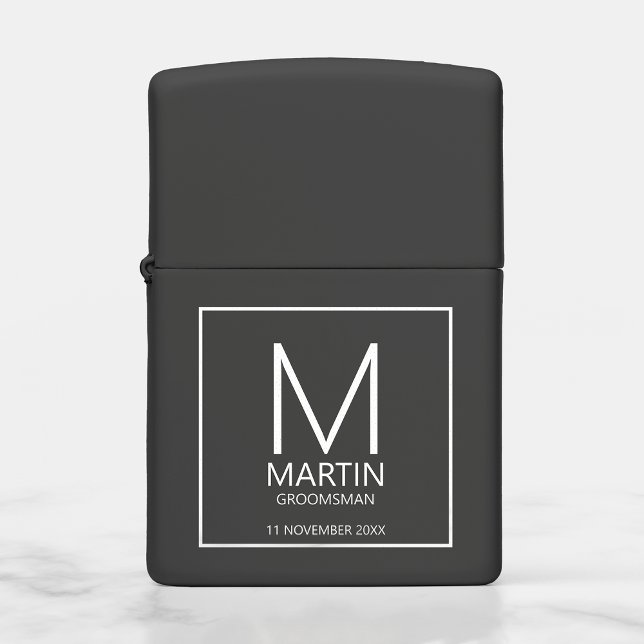 Modern Personalized Monogram and Name Groomsmen Zi Zippo Lighter (Creator Uploaded)