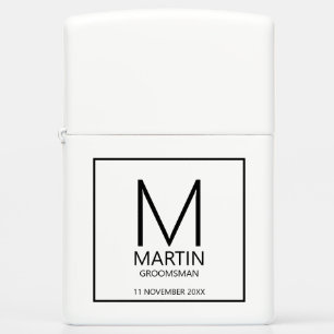 Modern Personalized Monogram and Name Groomsmen Zippo Lighter