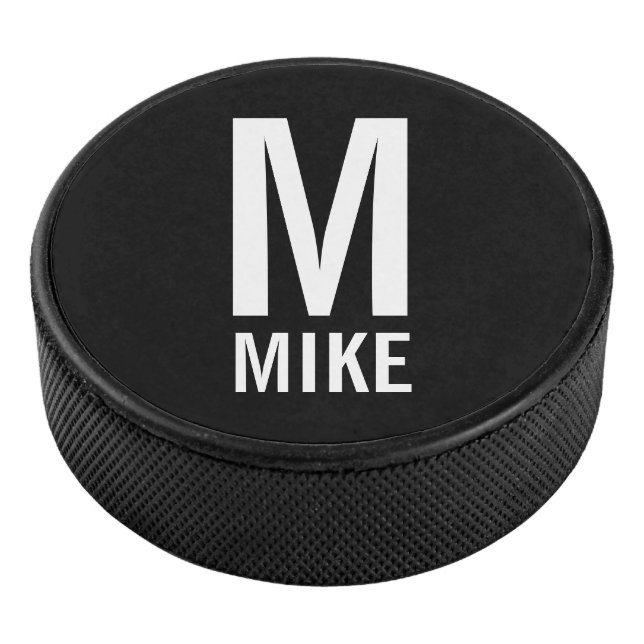 Modern Personalized Monogram and Name Hockey Puck (3/4)