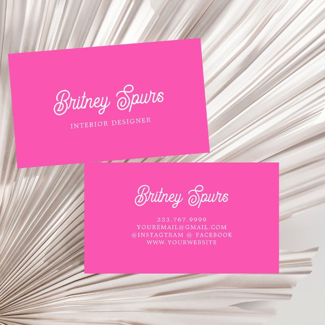 Modern Personalized Monogram and Name Hot Pink Business Card (Creator Uploaded)
