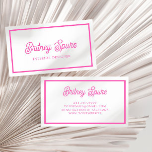 Modern Personalized Monogram and Name Hot Pink Business Card