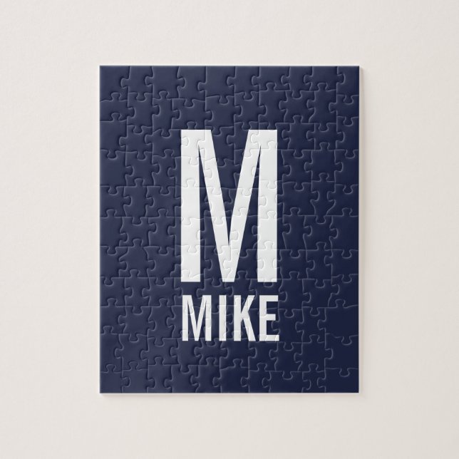 Modern Personalized Monogram and Name Jigsaw Puzzle (Vertical)