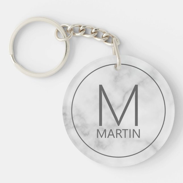 Modern Personalized Monogram and Name Keychain (Front)