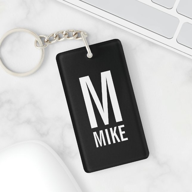 Modern Personalized Monogram and Name Keychain (Creator Uploaded)