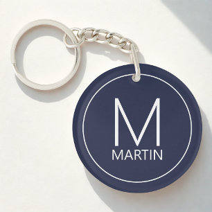 Modern Personalized Monogram and Name Keychain