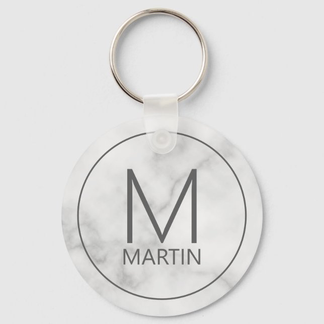 Modern Personalized Monogram and Name Keychain (Front)