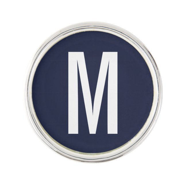 Modern Personalized Monogram and Name Lapel Pin (Front)