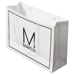 Modern Personalized Monogram and Name Large Gift B Bag