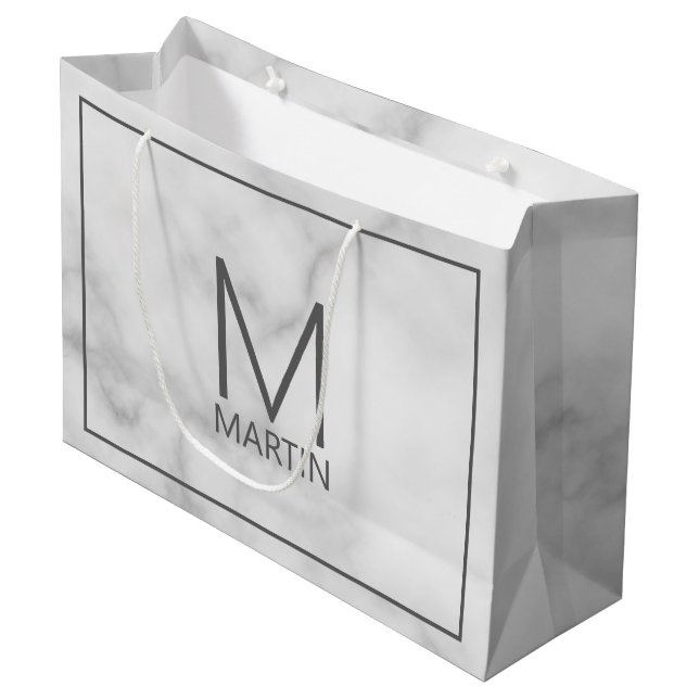 Modern Personalized Monogram and Name Large Gift Bag (Front Angled)