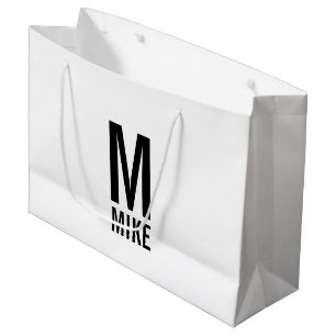 Modern Personalized Monogram and Name Large Gift Bag
