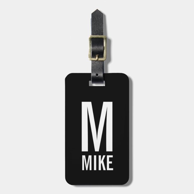 Modern Personalized Monogram and Name Luggage Tag (Front Vertical)