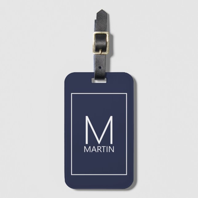 Modern Personalized Monogram and Name Luggage Tag (Front Vertical)