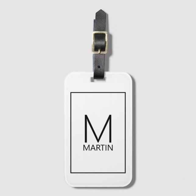 Modern Personalized Monogram and Name Luggage Tag (Front Vertical)