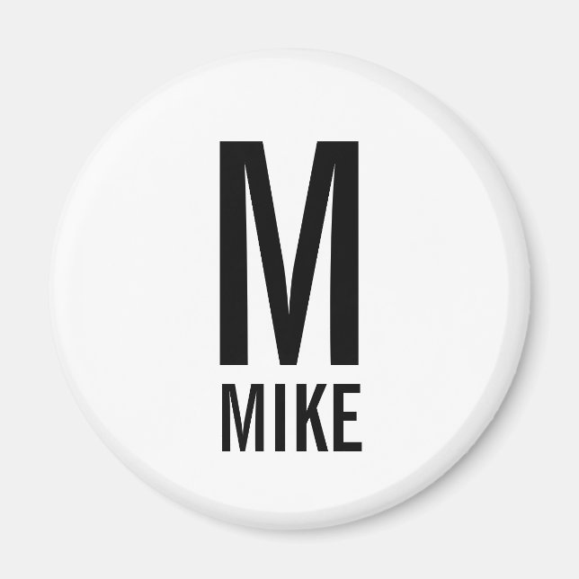 Modern Personalized Monogram and Name Magnet (Front)