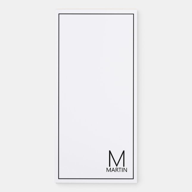 Modern Personalized Monogram and Name Magnetic Not Magnetic Notepad (Front)