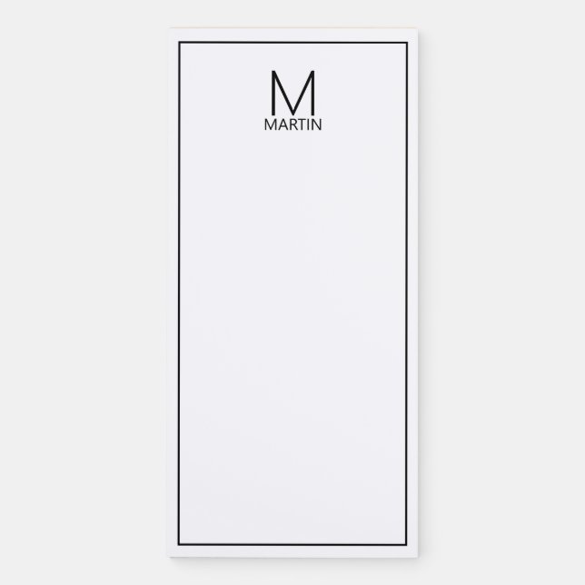 Modern Personalized Monogram and Name Magnetic Notepad (Front)