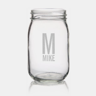 Modern Personalized Monogram and Name Mason Jar