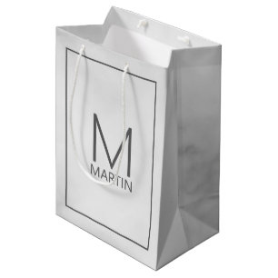 Modern Personalized Monogram and Name Medium Gift Bag