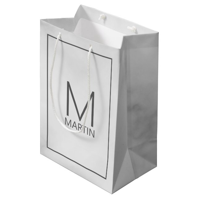 Modern Personalized Monogram and Name Medium Gift Bag (Front Angled)