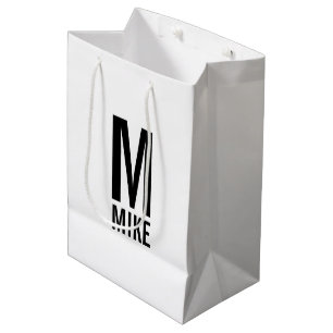 Modern Personalized Monogram and Name Medium Gift Bag